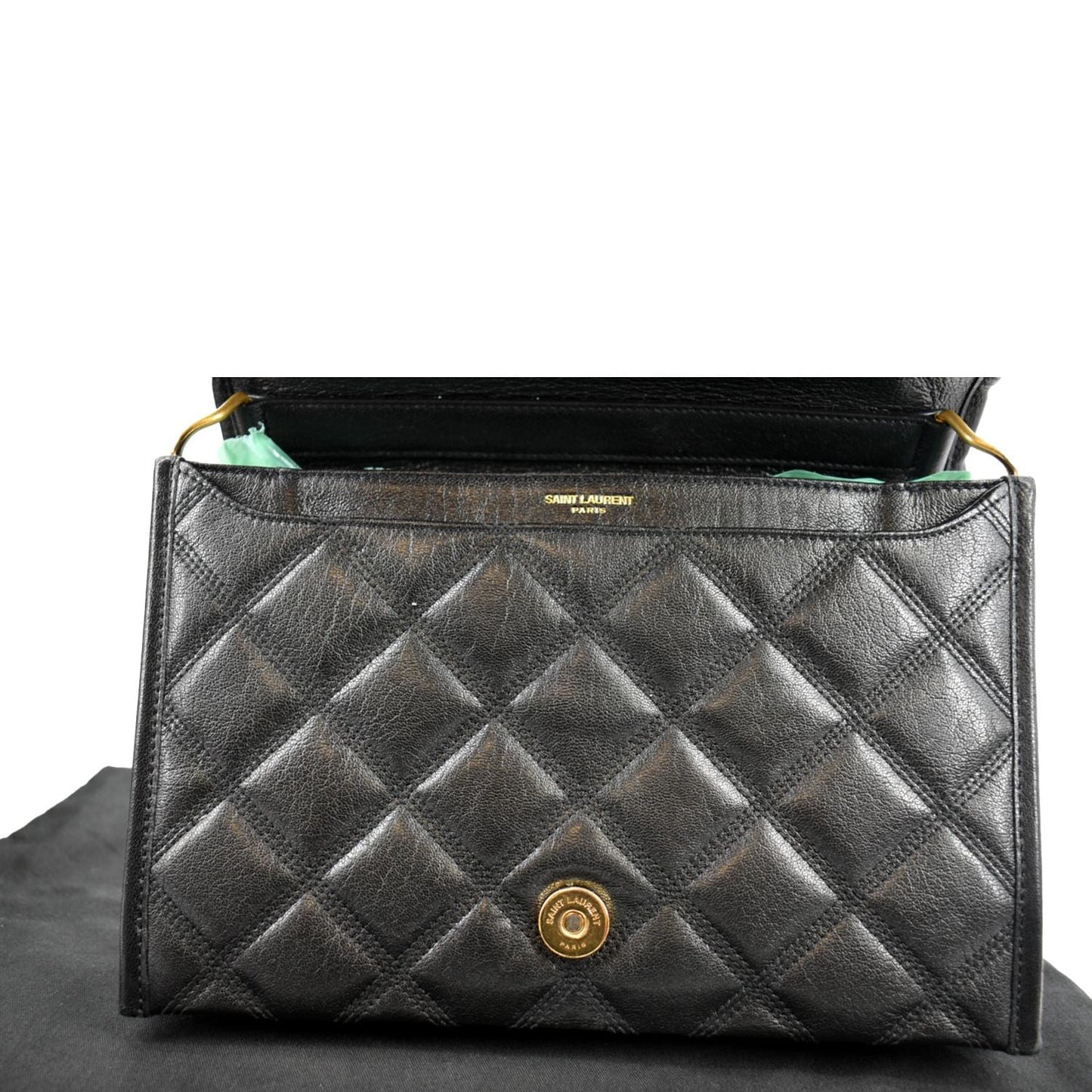 YVES SAINT LAURENT Becky Quilted Leather Shoulder Chain Bag Black