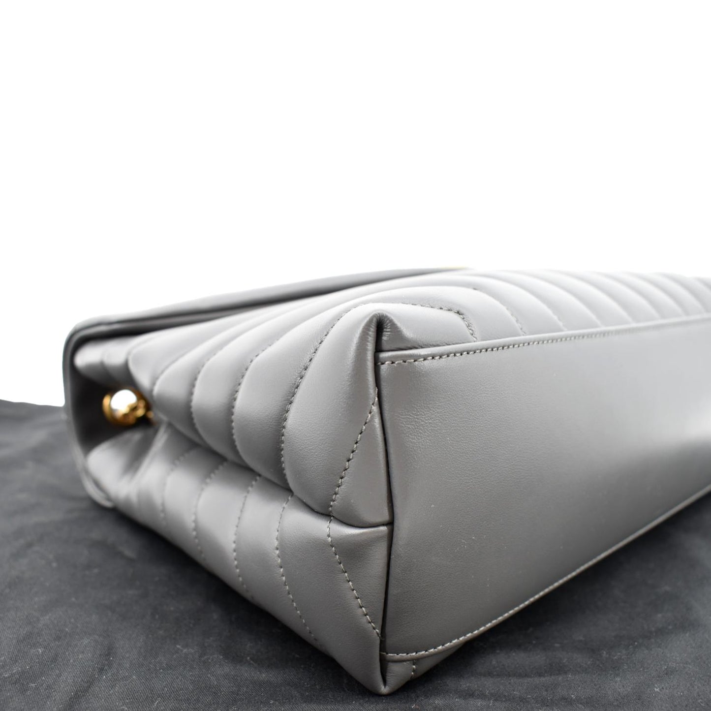 YVES SAINT LAURENT Loulou Medium Matelasse Leather Chain Shoulder Bag Dark Gray