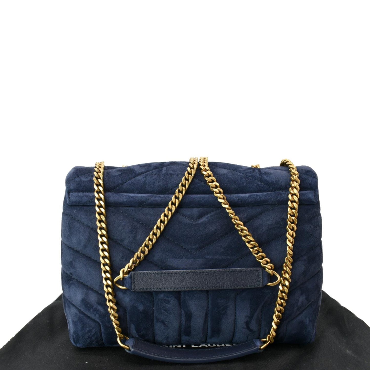 YVES SAINT LAURENT Small Loulou Velvet Shoulder Bag Blue