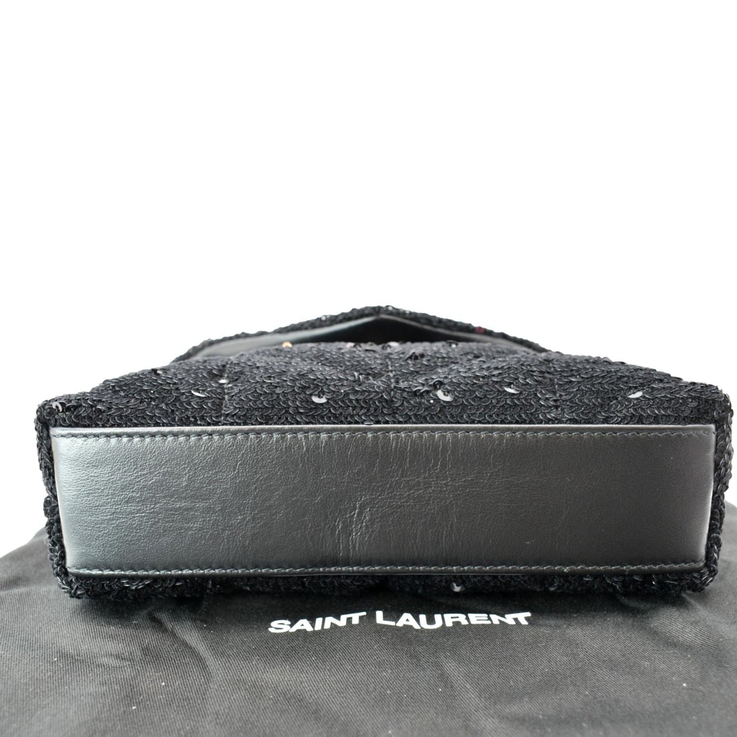 YVES SAINT LAURENT Small Puffer Sequin Clutch Wallet Black