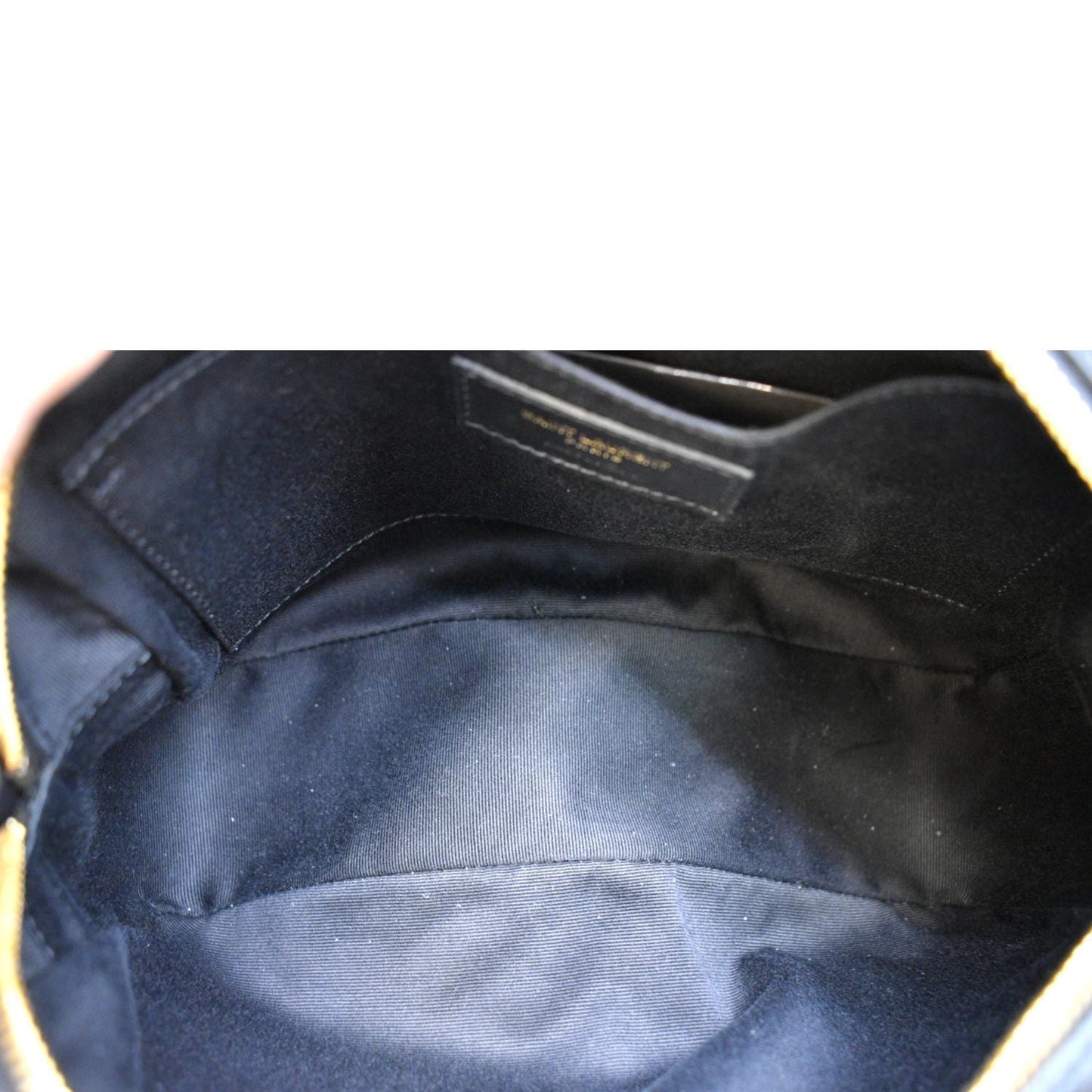 YVES SAINT LAURENT Lou Chevron Leather Camera Crossbody Bag Black