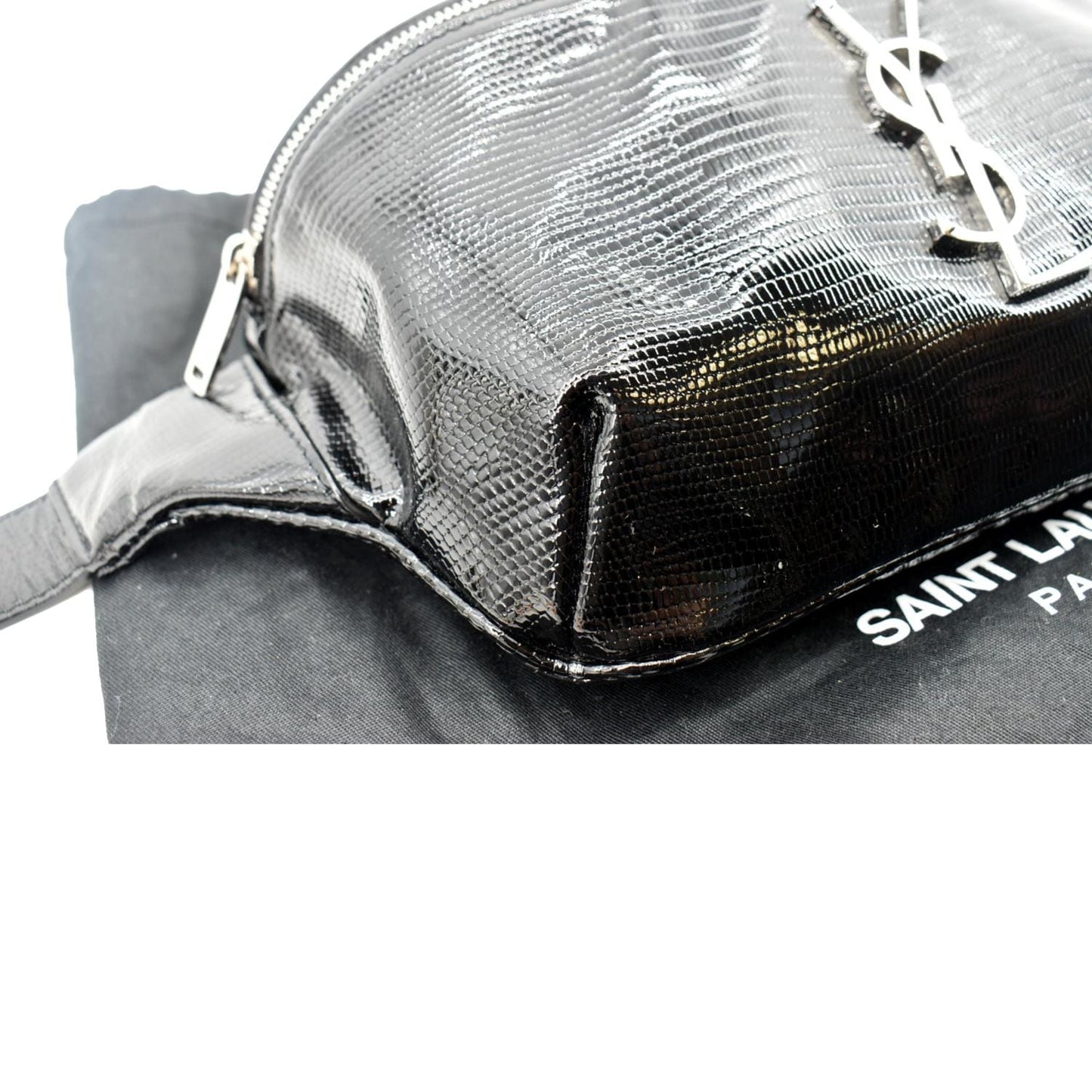 YVES SAINT LAURENT Embossed Patent Leather Belt Bag Black