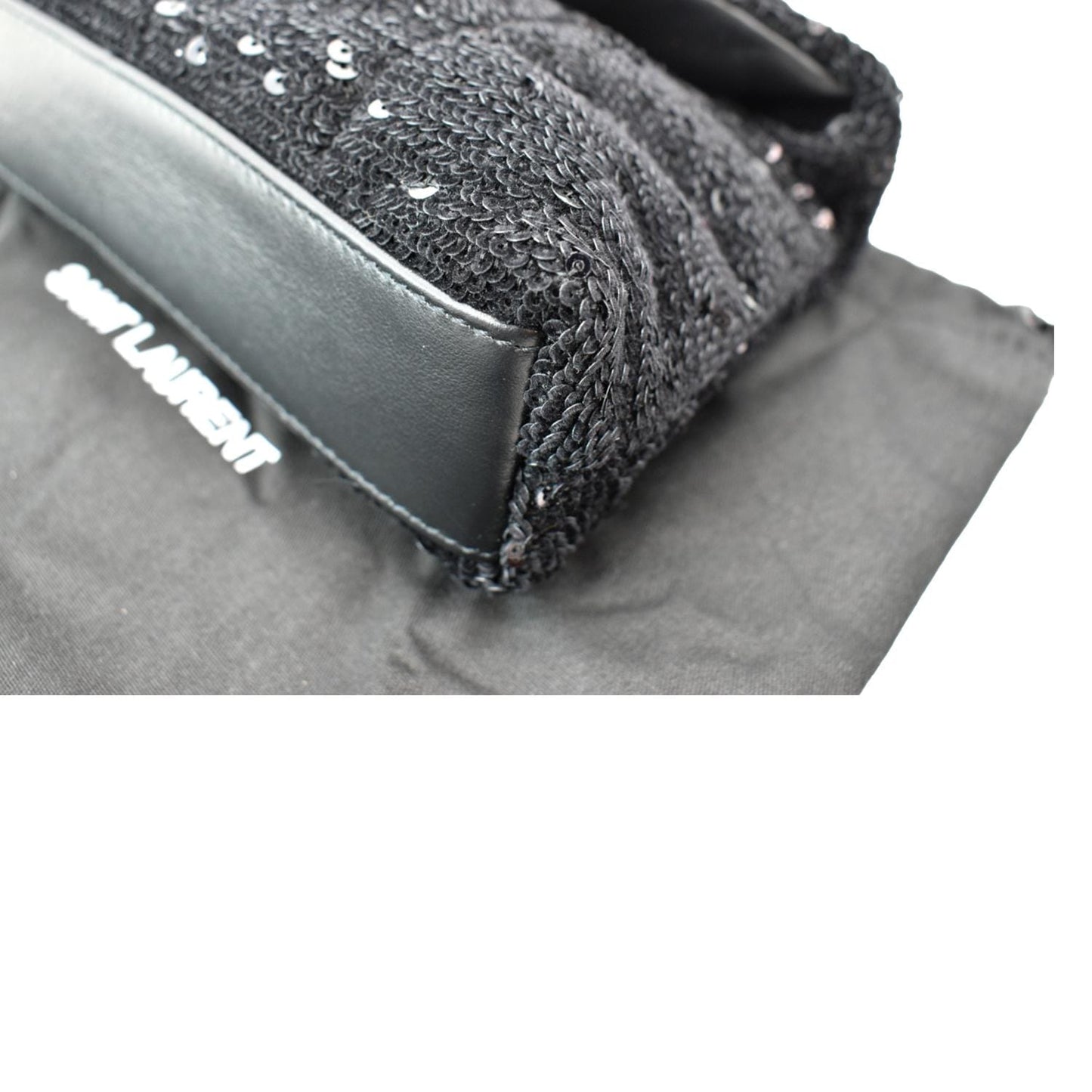 YVES SAINT LAURENT Small Puffer Sequin Clutch Wallet Black