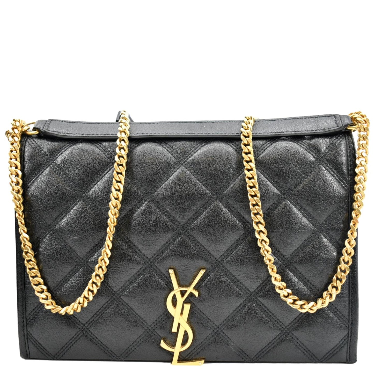 YVES SAINT LAURENT Becky Quilted Leather Shoulder Chain Bag Black