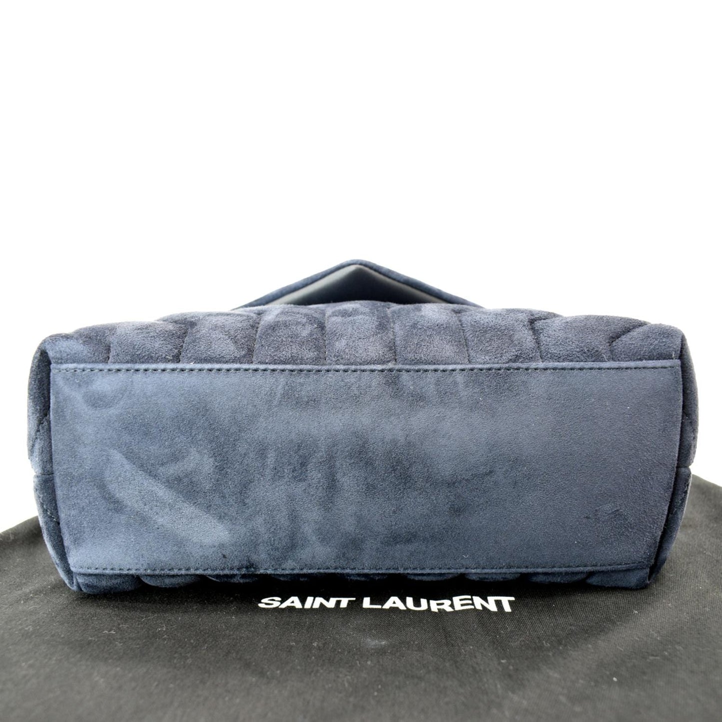 YVES SAINT LAURENT Small Loulou Velvet Shoulder Bag Blue