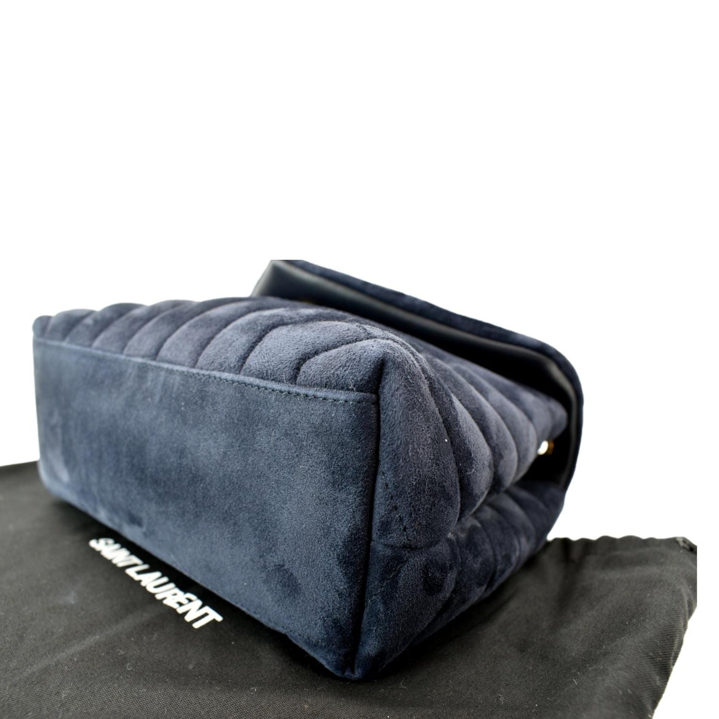 YVES SAINT LAURENT Small Loulou Velvet Shoulder Bag Blue