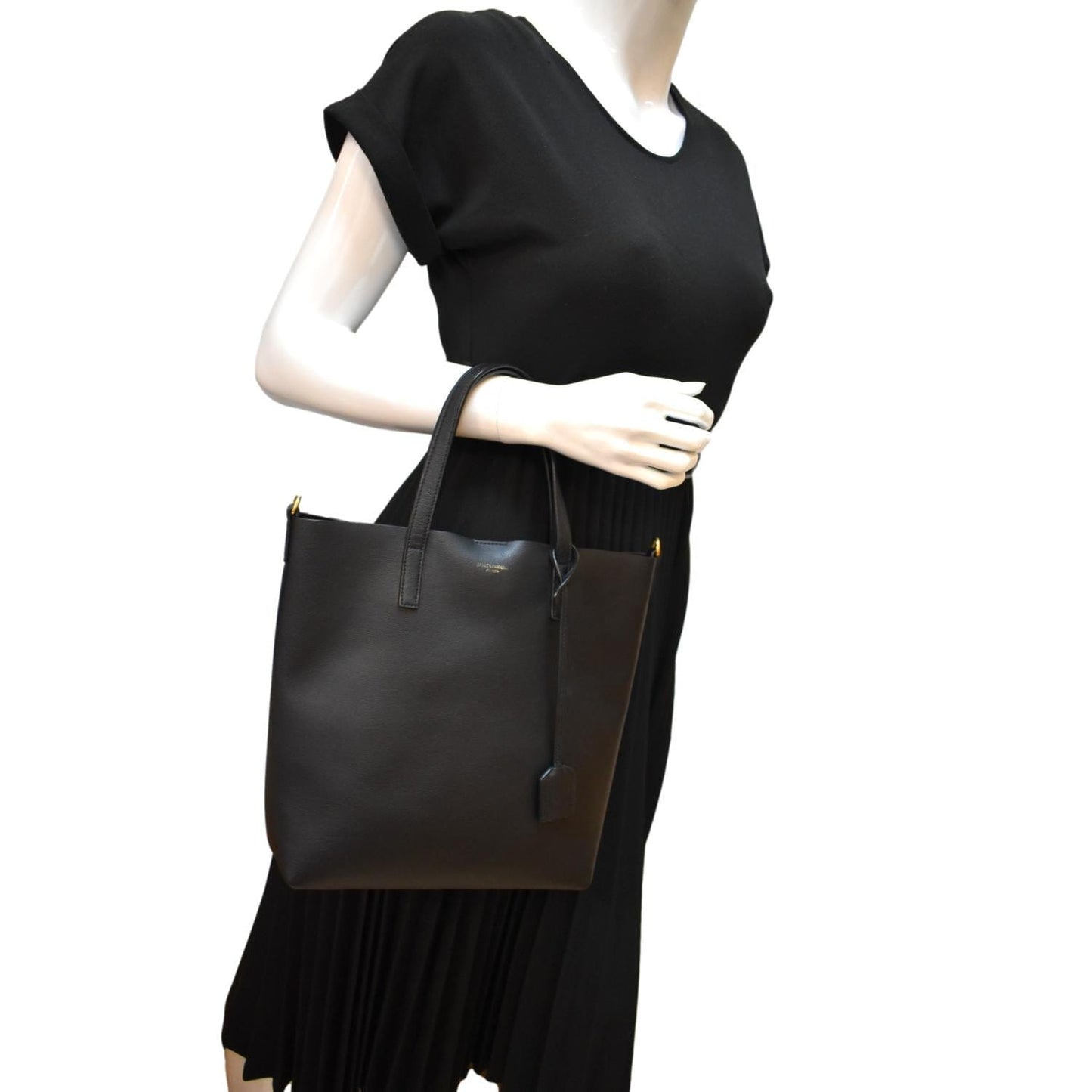 YVES SAINT LAURENT Toy Supple Leather Shopping Tote Bag Black