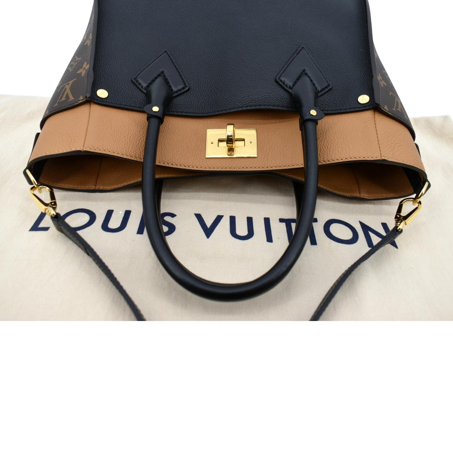 LOUIS VUITTON On My Side MM Calfskin Monogram Shoulder Bag Black