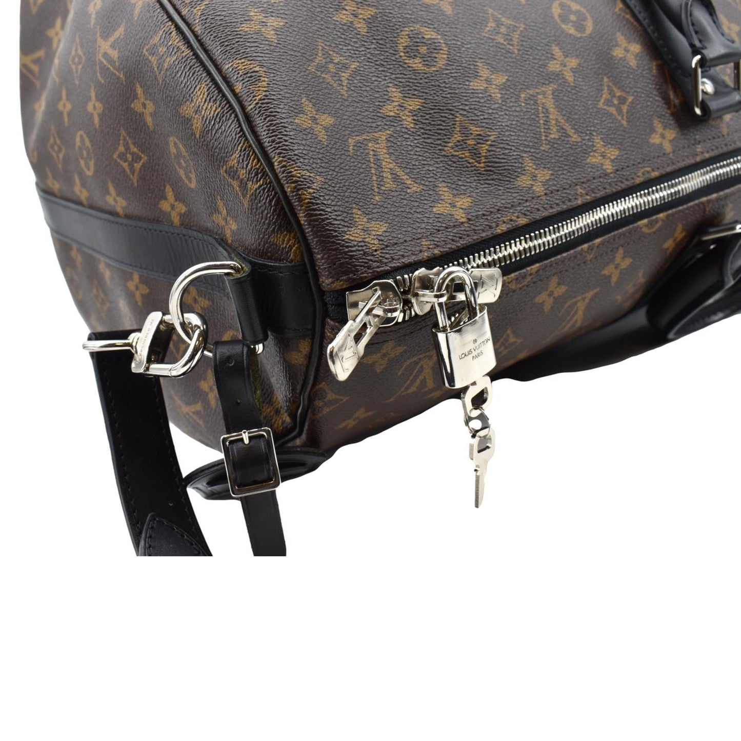 LOUIS VUITTON Keepall Bandouliere 55 Monogram Canvas Travel Bag Brown