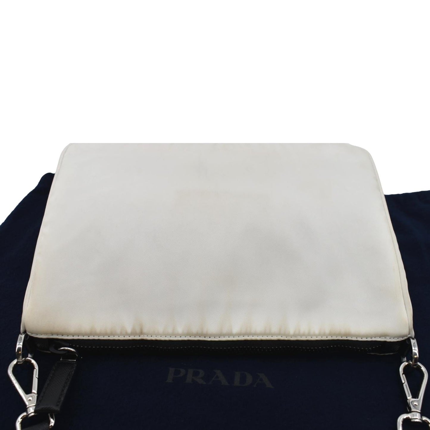 PRADA Re-Nylon Leather Shoulder Bag White