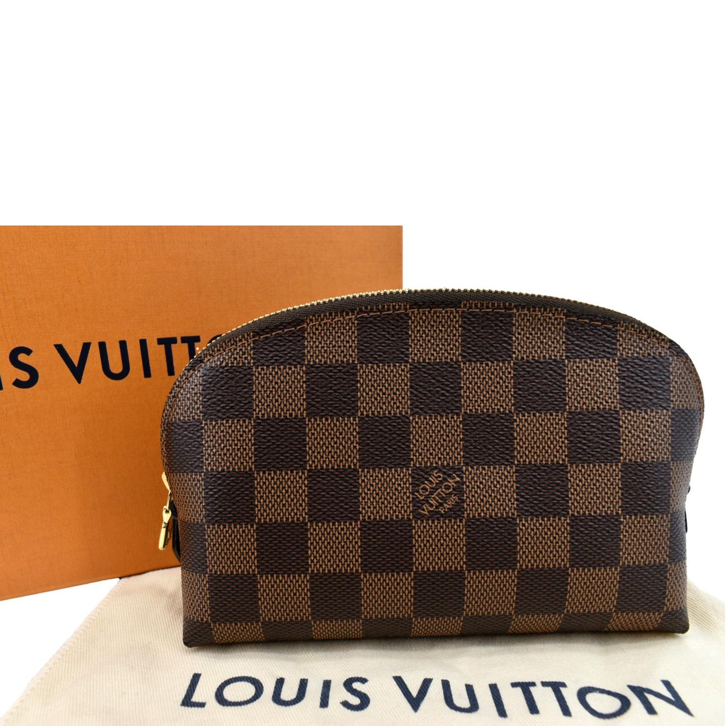 LOUIS VUITTON Damier Ebene Cosmetic Pouch Brown