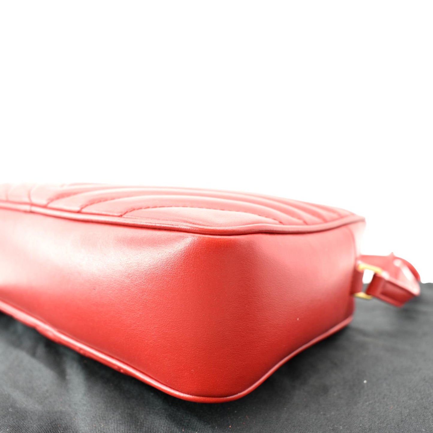 YVES SAINT LAURENT Lou Chevron Leather Camera Crossbody Bag Red