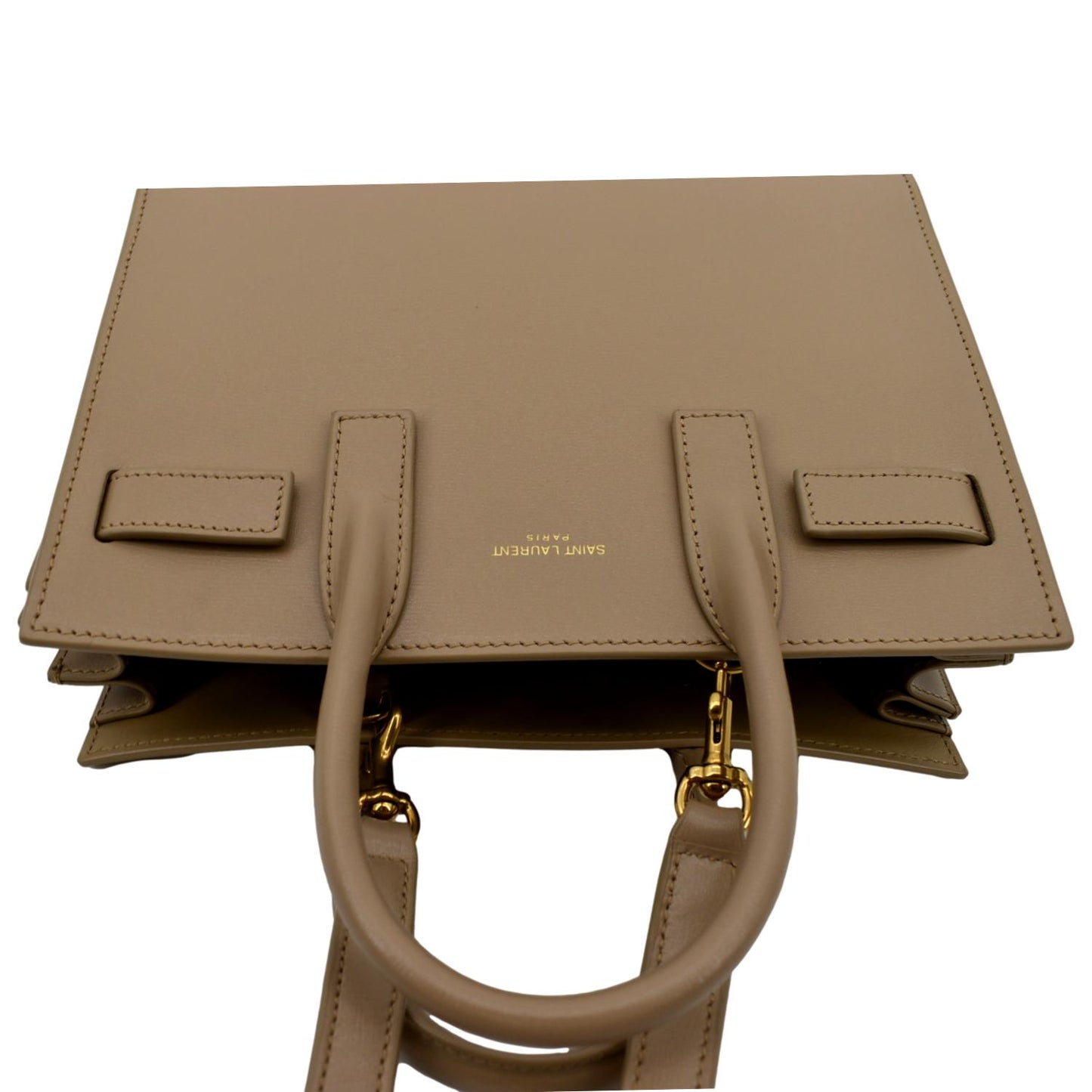 YVES SAINT LAURENT Sac De Jour Nano Smooth Leather Satchel Shoulder Bag Dark Beige