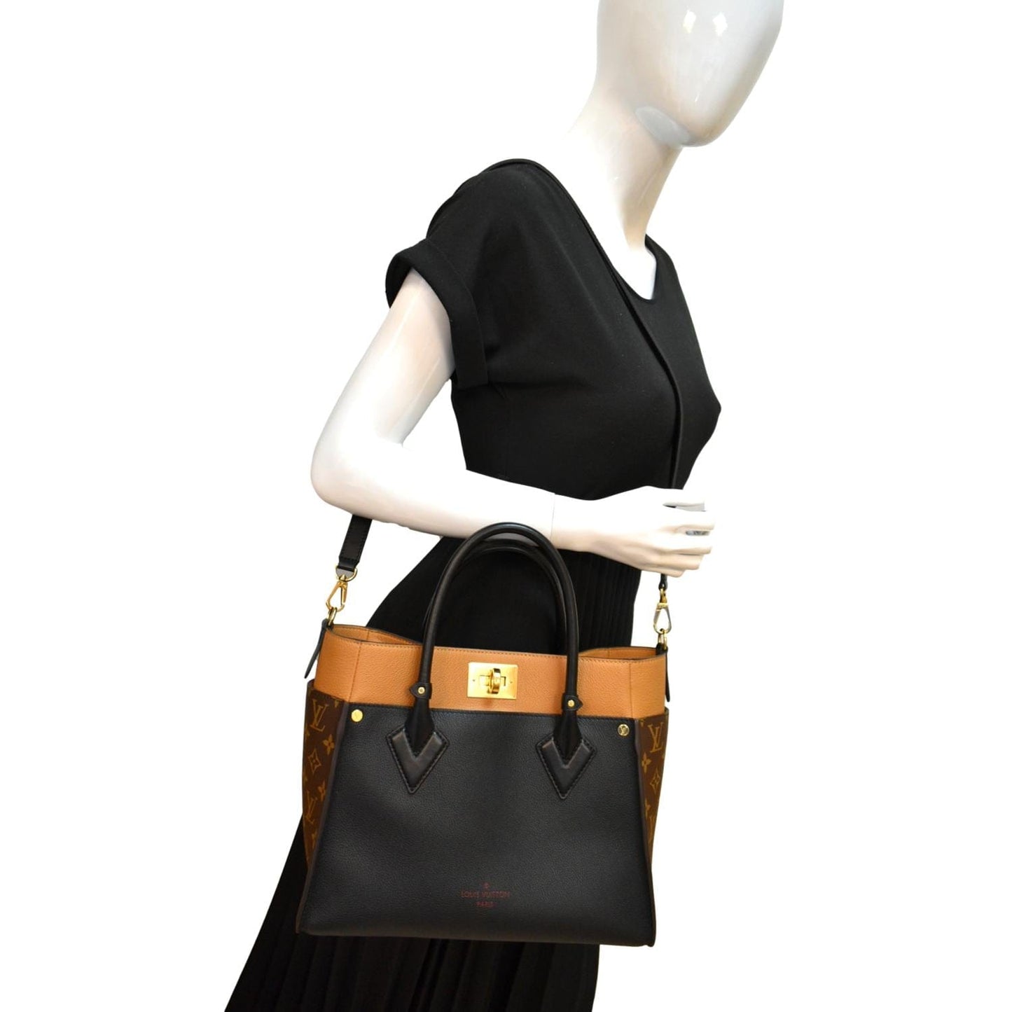 LOUIS VUITTON On My Side MM Calfskin Monogram Shoulder Bag Black