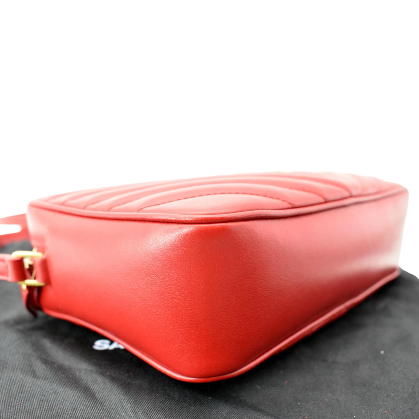 YVES SAINT LAURENT Lou Chevron Leather Camera Crossbody Bag Red