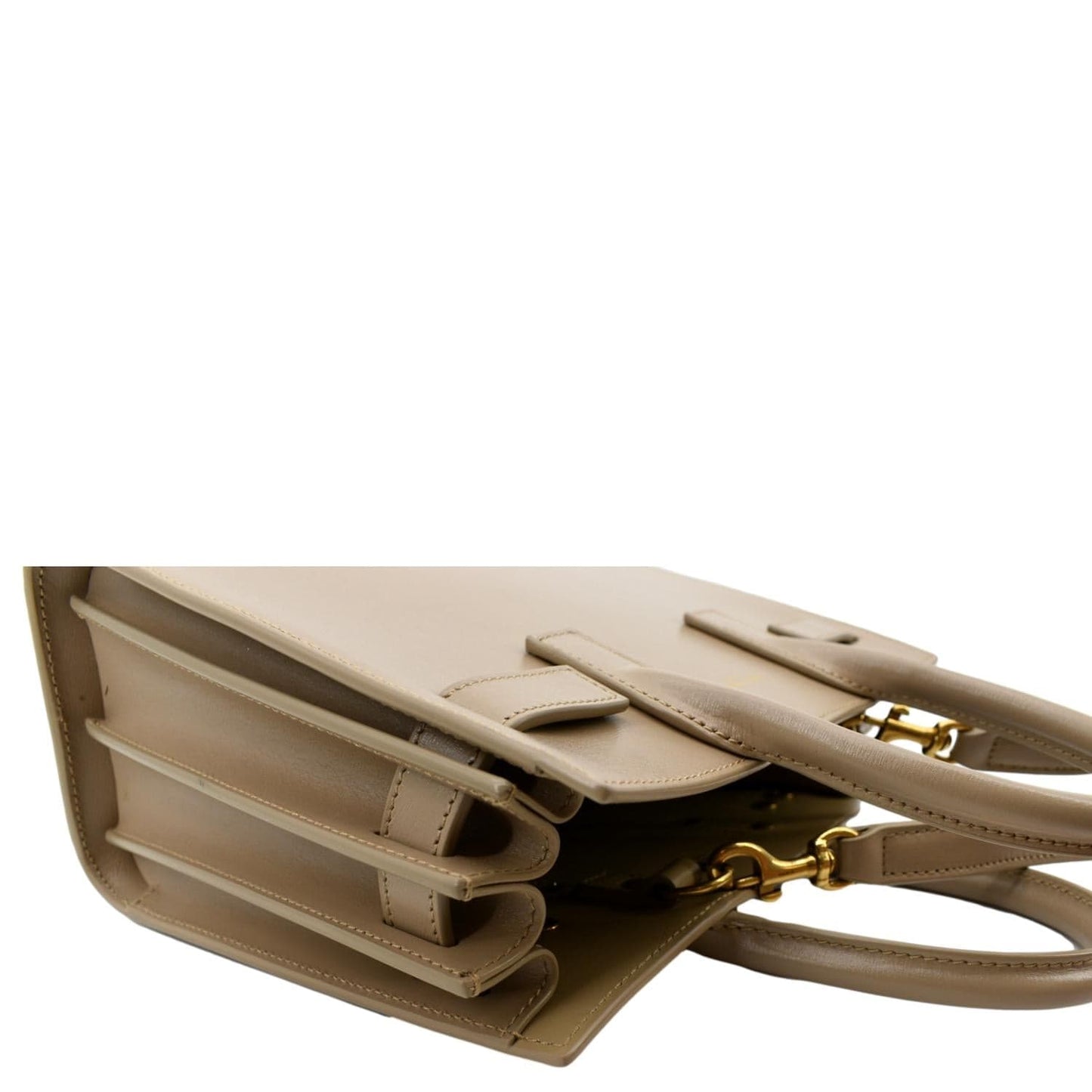 YVES SAINT LAURENT Sac De Jour Nano Smooth Leather Satchel Shoulder Bag Dark Beige