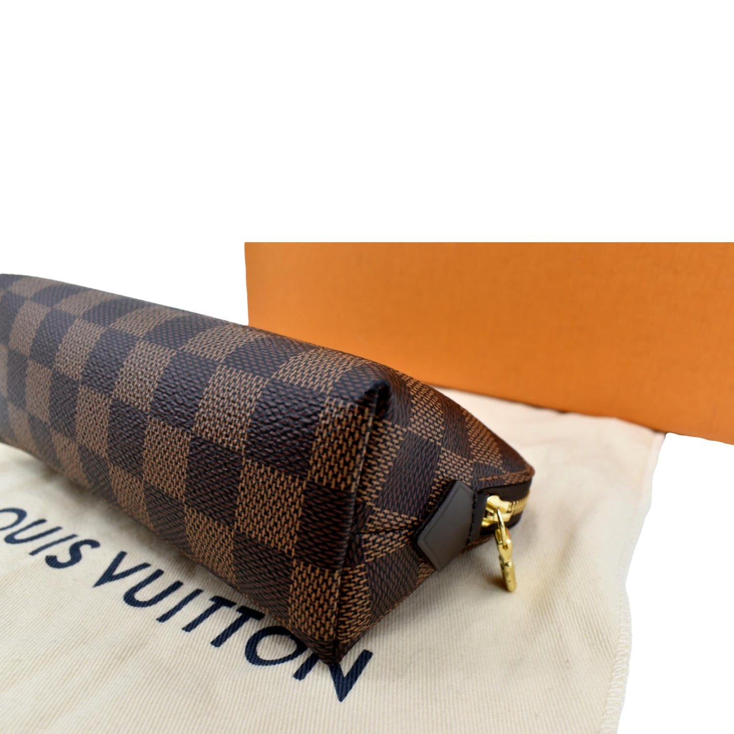LOUIS VUITTON Damier Ebene Cosmetic Pouch Brown