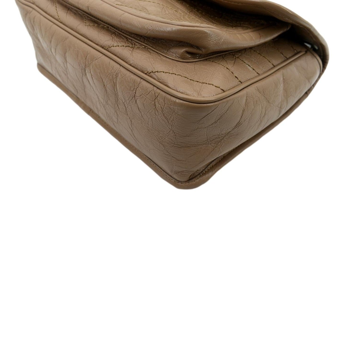 YVES SAINT LAURENT Niki Medium Leather Crossbody Bag Greyish Brown