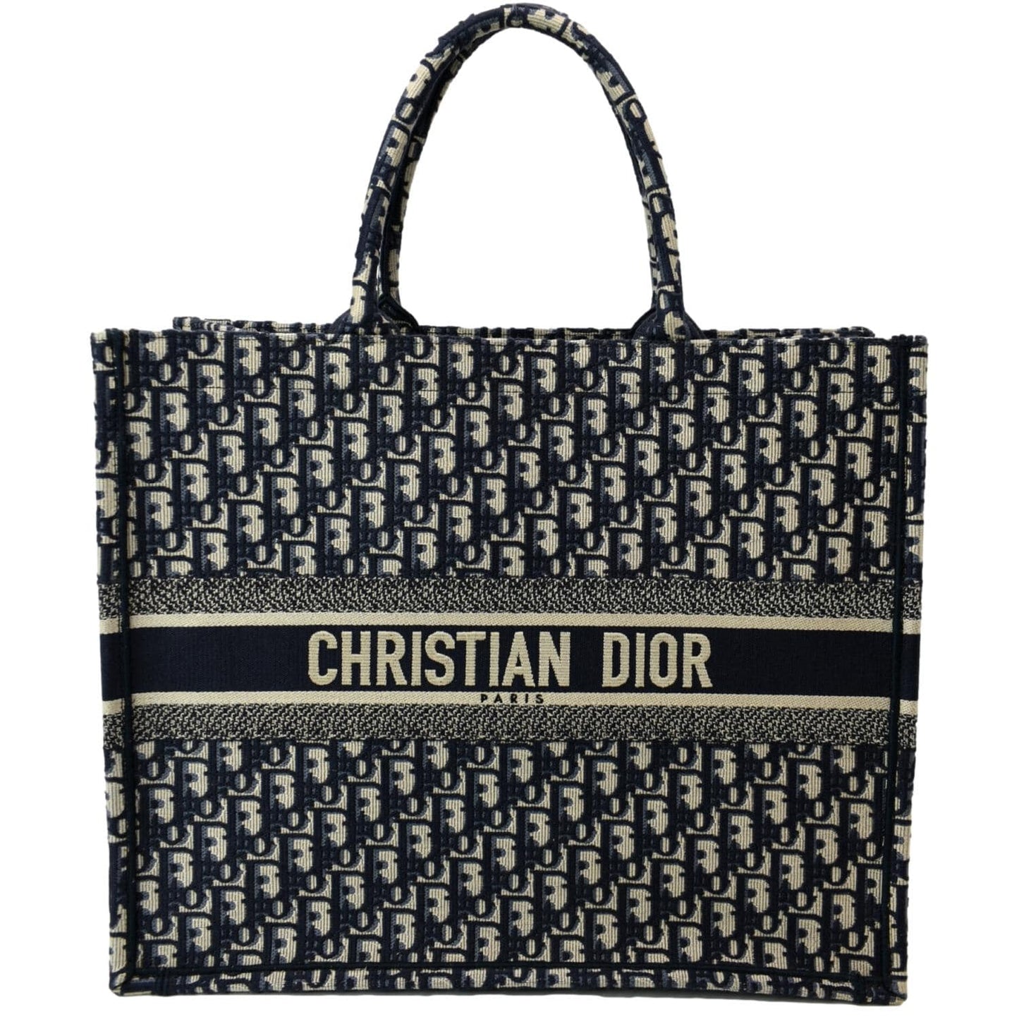 CHRISTIAN DIOR Large Book Oblique Embroidered Canvas Tote Bag Multicolor