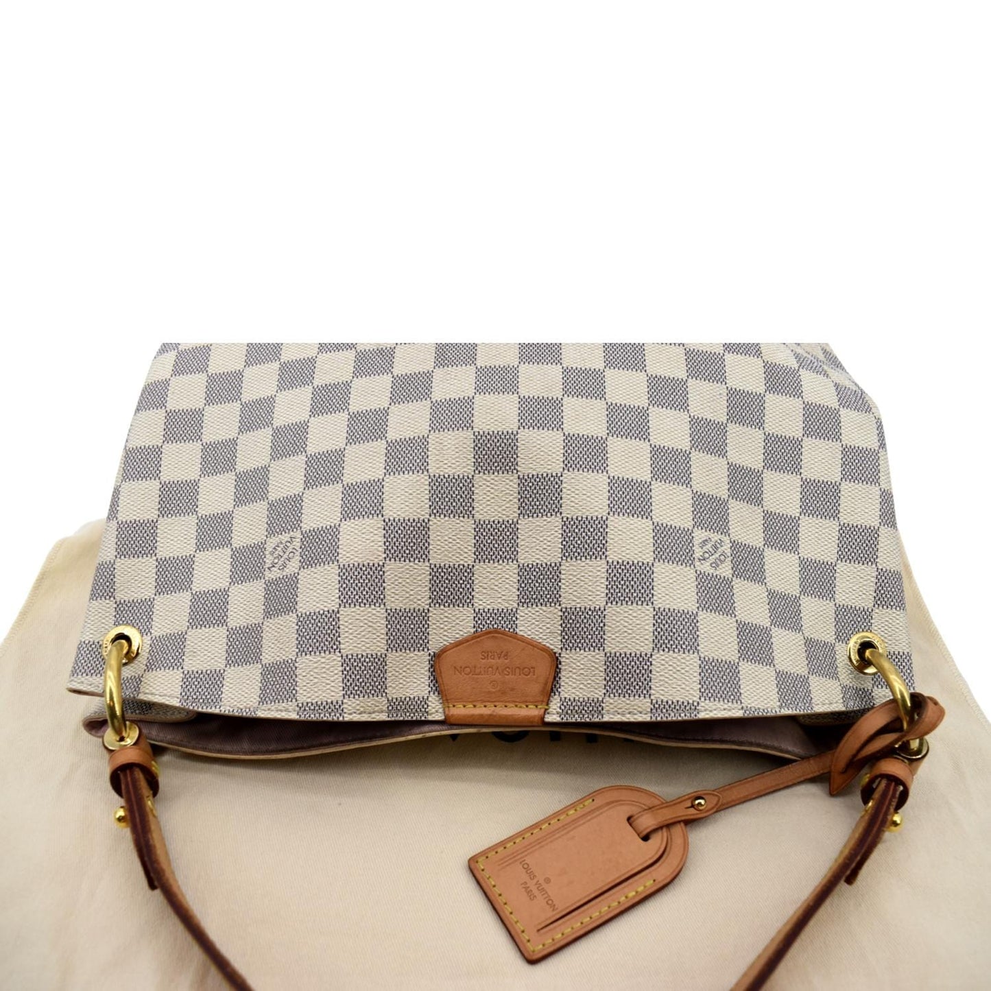 LOUIS VUITTON Graceful PM Damier Azur Hobo Shoulder Bag White