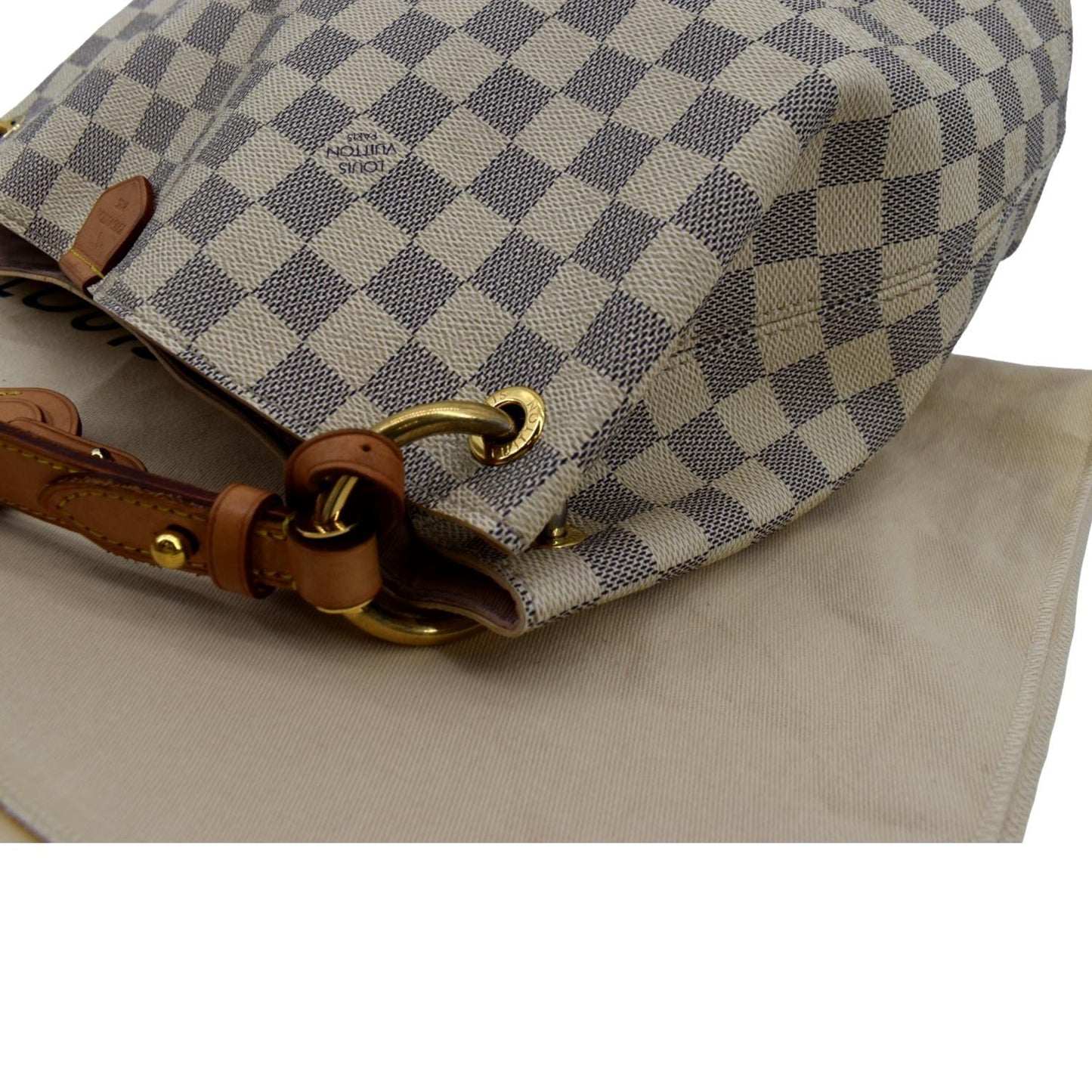 LOUIS VUITTON Graceful PM Damier Azur Hobo Shoulder Bag White