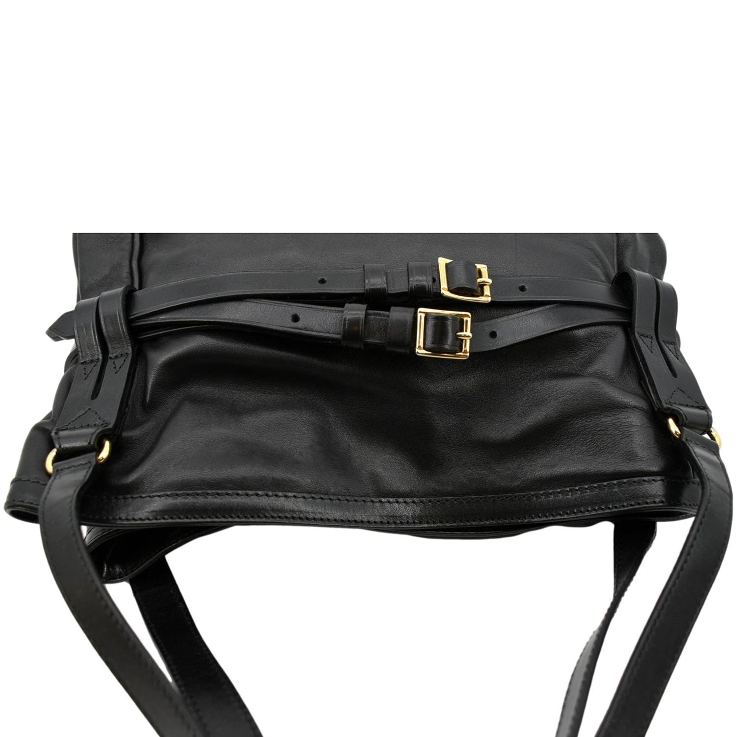BURBERRY Bridle Lynher Calfskin Leather Tote Shoulder Bag Black