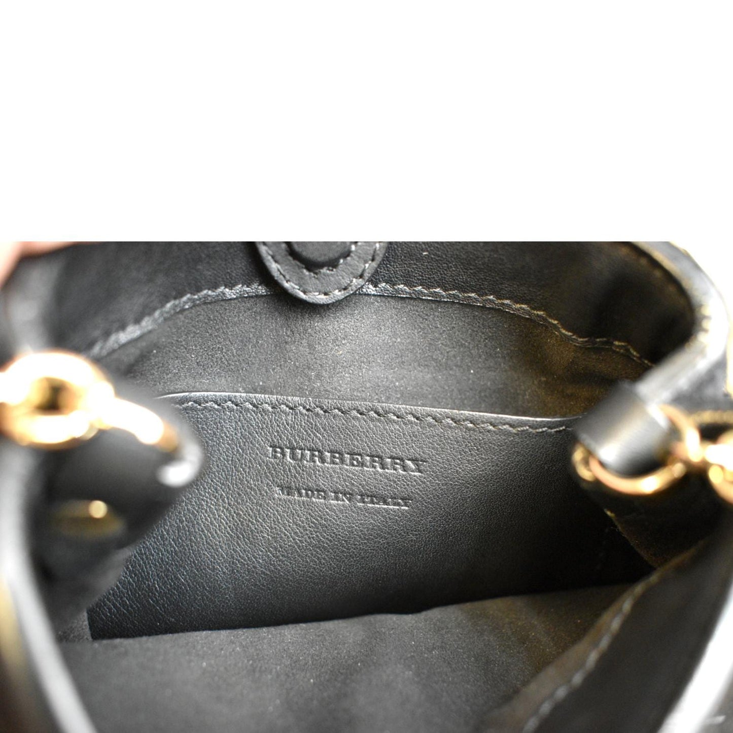 BURBERRY Mini Fringe Suede Crossbody Bucket Bag Black