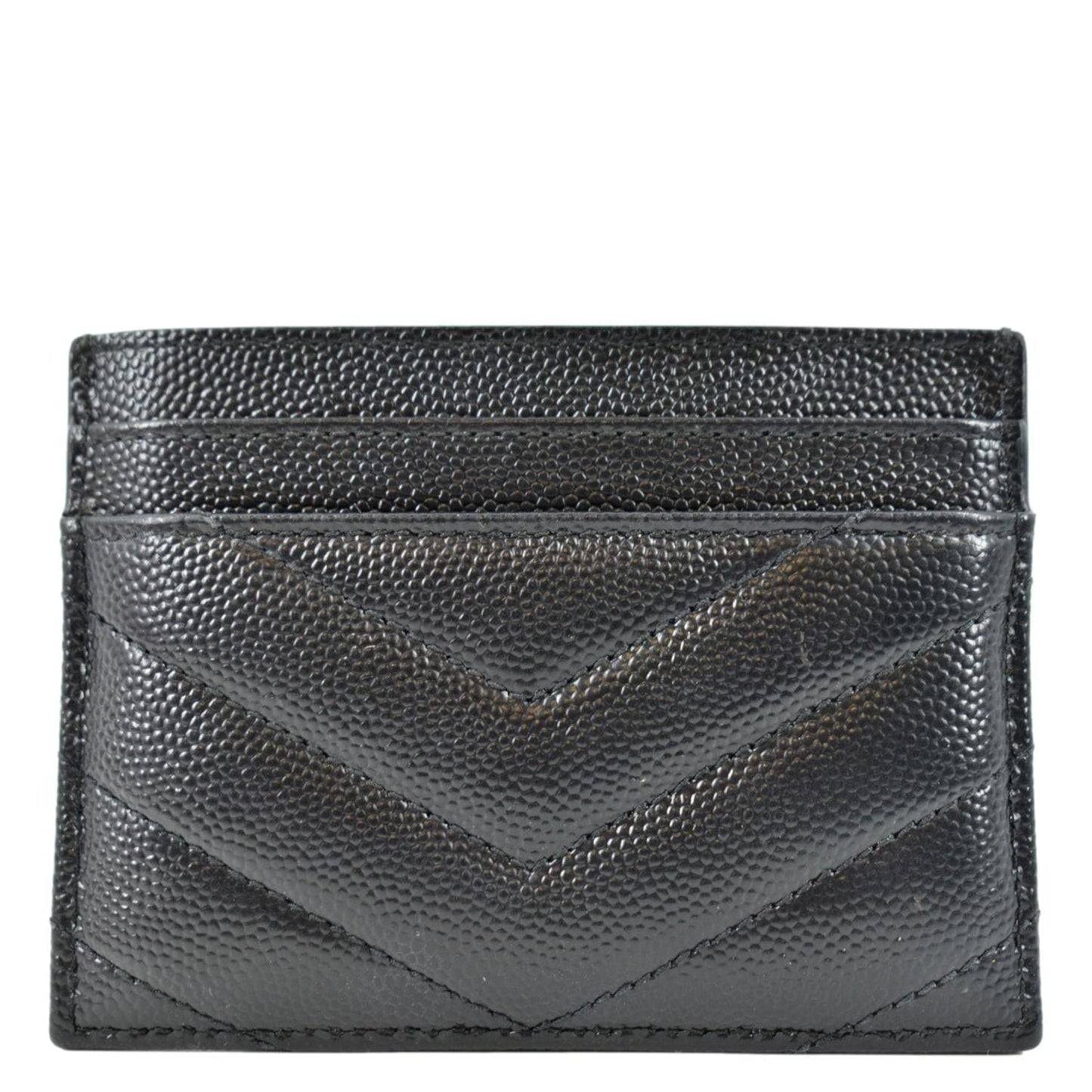 YVES SAINT LAURENT Monogram Grain Leather Card Case Black