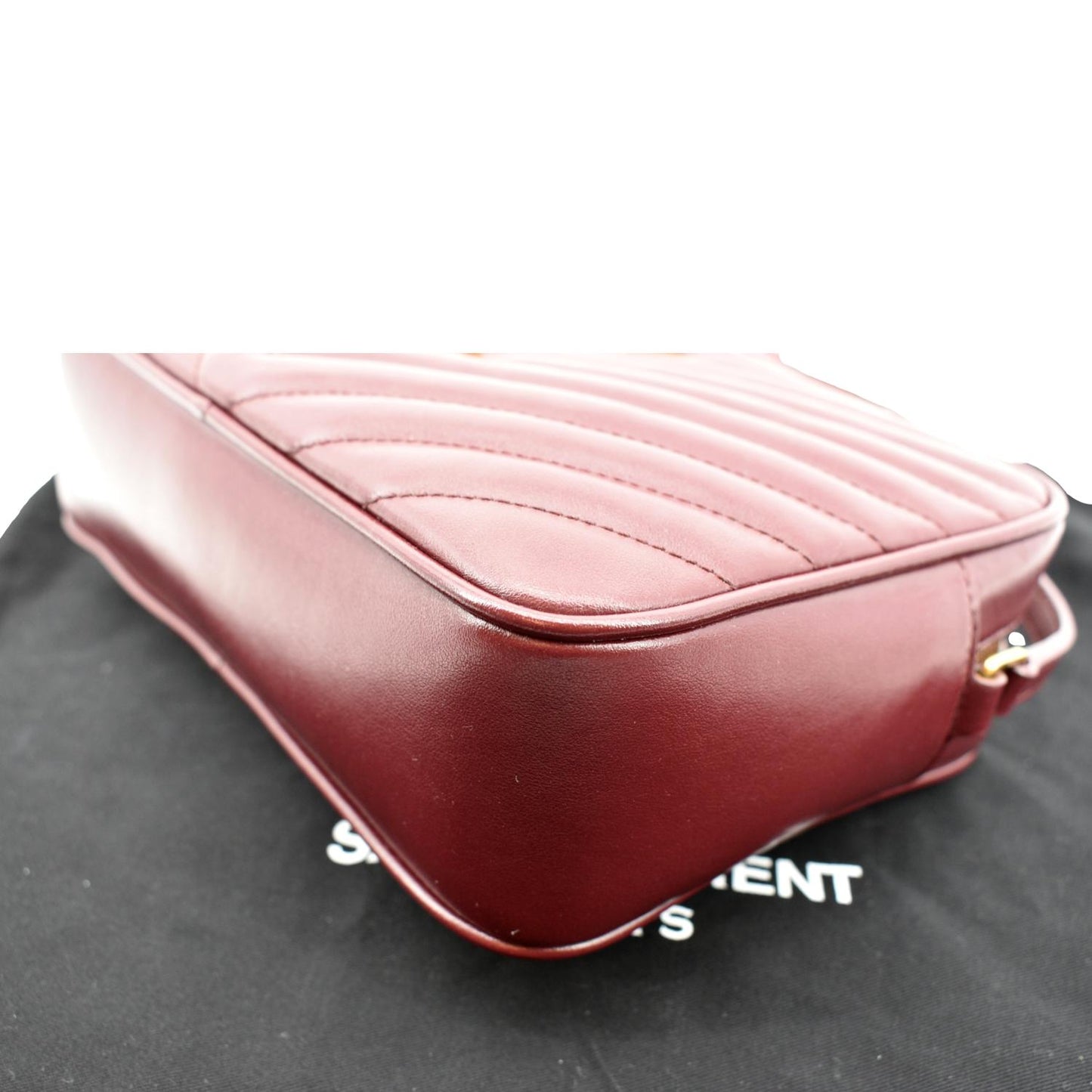 YVES SAINT LAURENT Lou Camera Chevron Leather Crossbody Bag Maroon