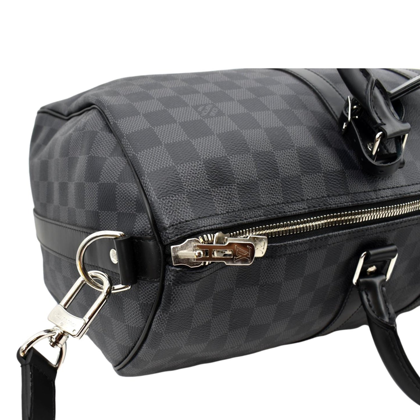 LOUIS VUITTON Keepall 45 Bandouliere Damier Graphite Travel Bag Black