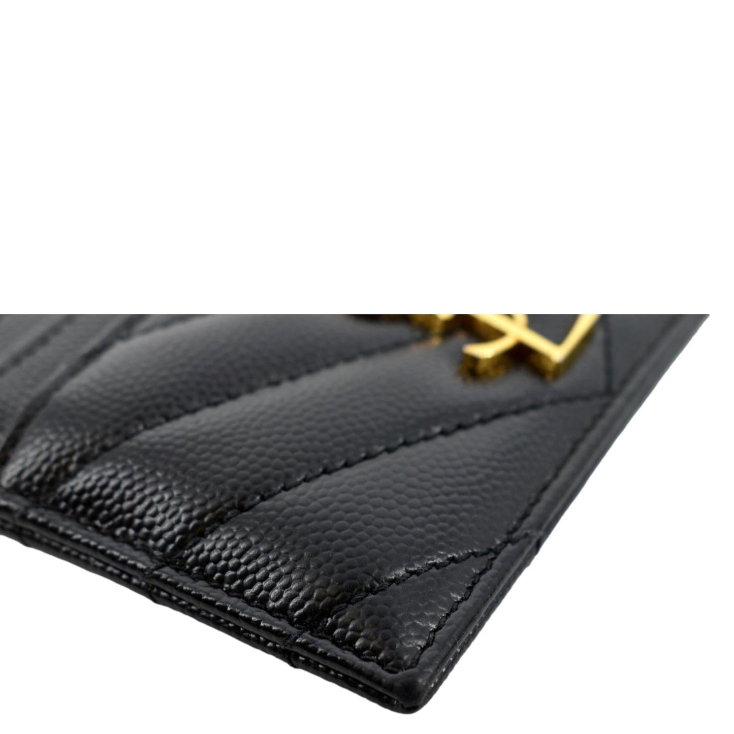 YVES SAINT LAURENT Monogram Grain Leather Card Case Black