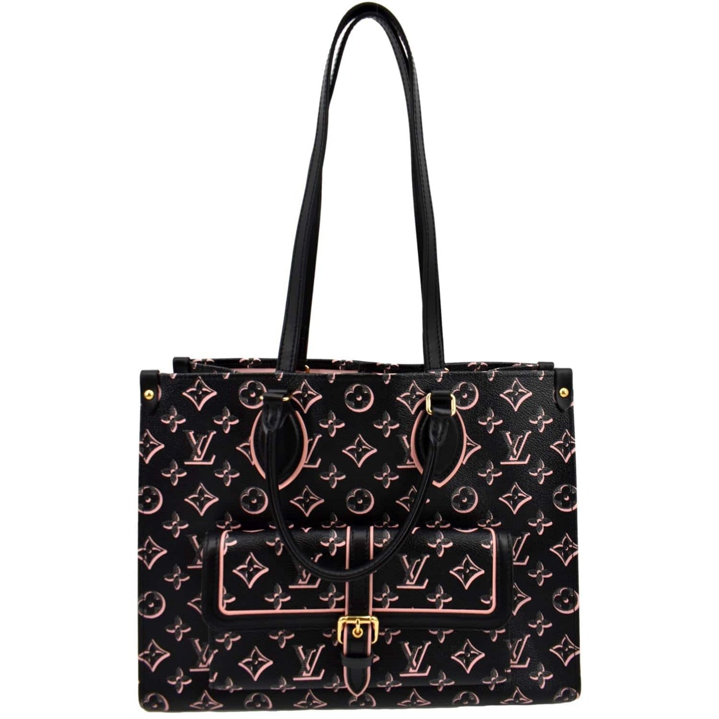 LOUIS VUITTON Onthego MM Fall For You Monogram Canvas Tote Shoulder Bag Black