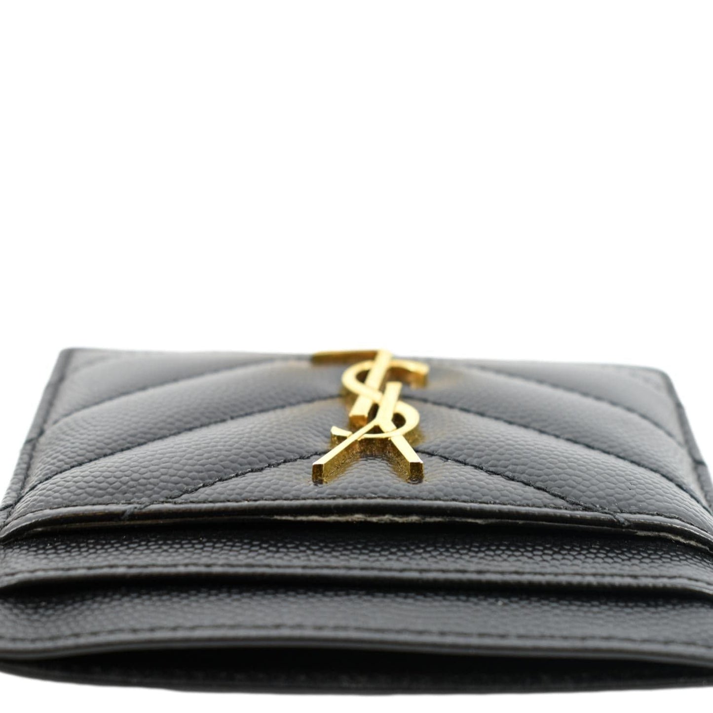 YVES SAINT LAURENT Monogram Grain Leather Card Case Black