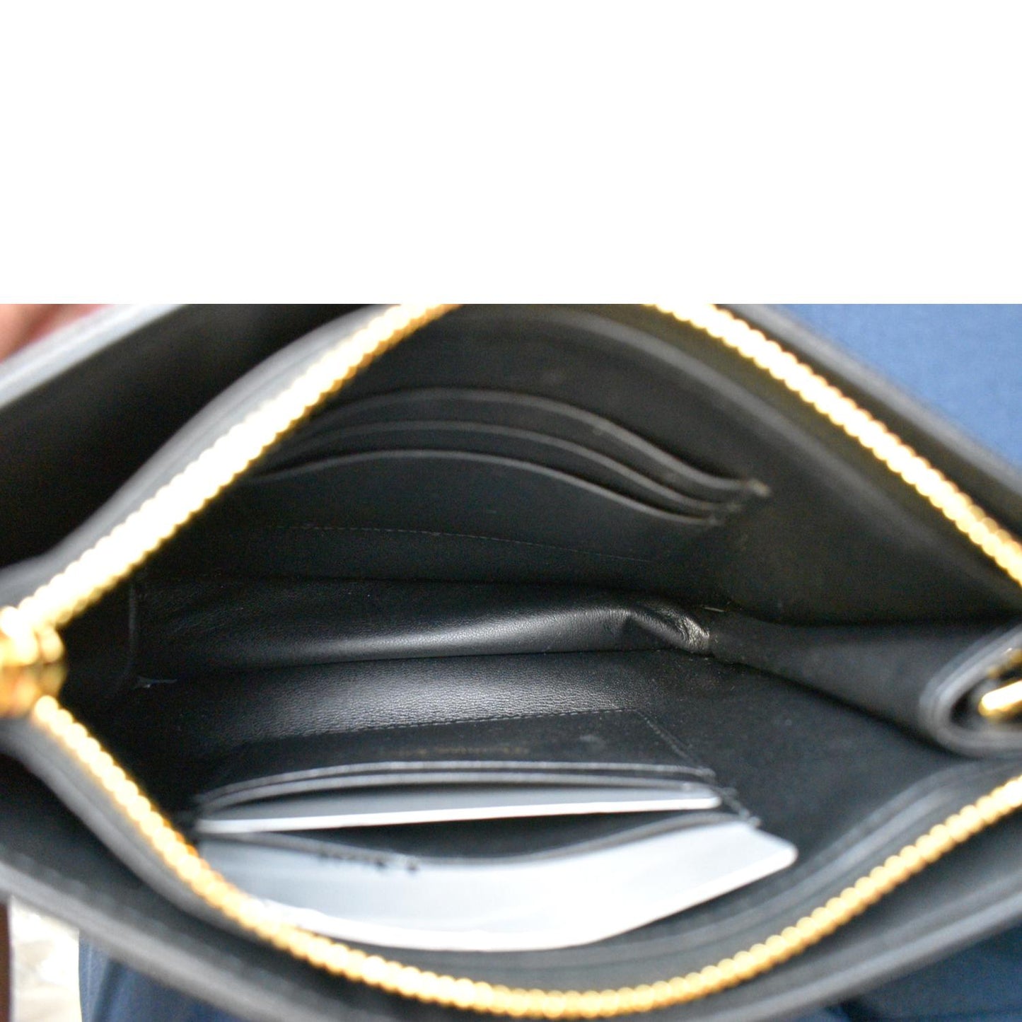CHRISTIAN DIOR Caro Cannage Calfskin Zipped Pouch Black