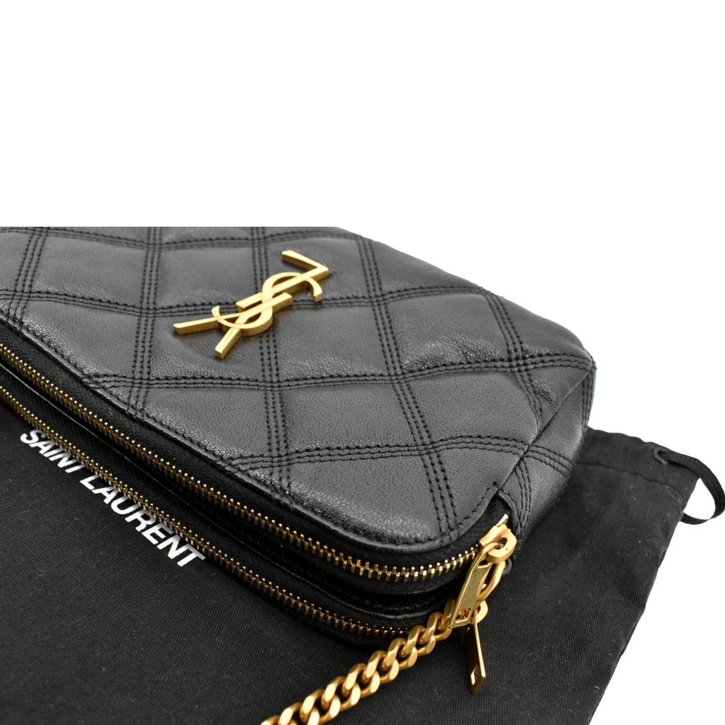 YVES SAINT LAURENT Becky Double Zip Lambskin Leather Crossbody Bag Black