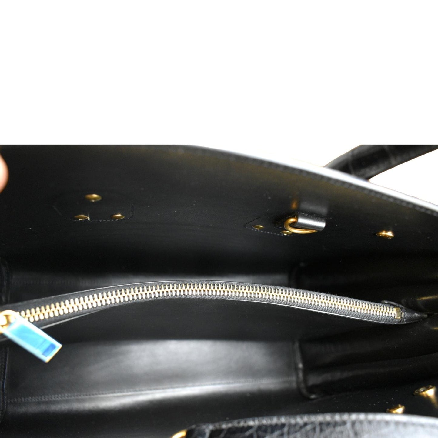 YVES SAINT LAURENT Sac de Jour Crocodile-Embossed Satchel Bag Black