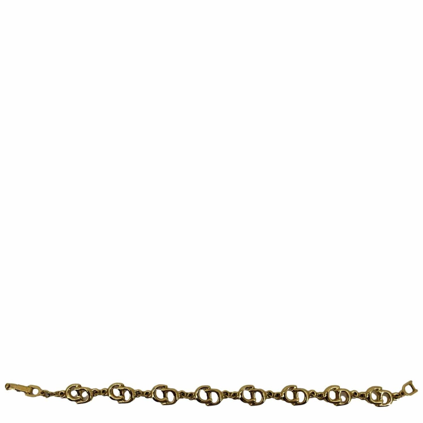 CHRISTIAN DIOR CD Logo Chain Link Short Bracelet Gold
