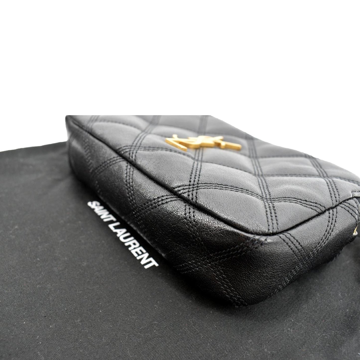 YVES SAINT LAURENT Becky Double Zip Lambskin Leather Crossbody Bag Black