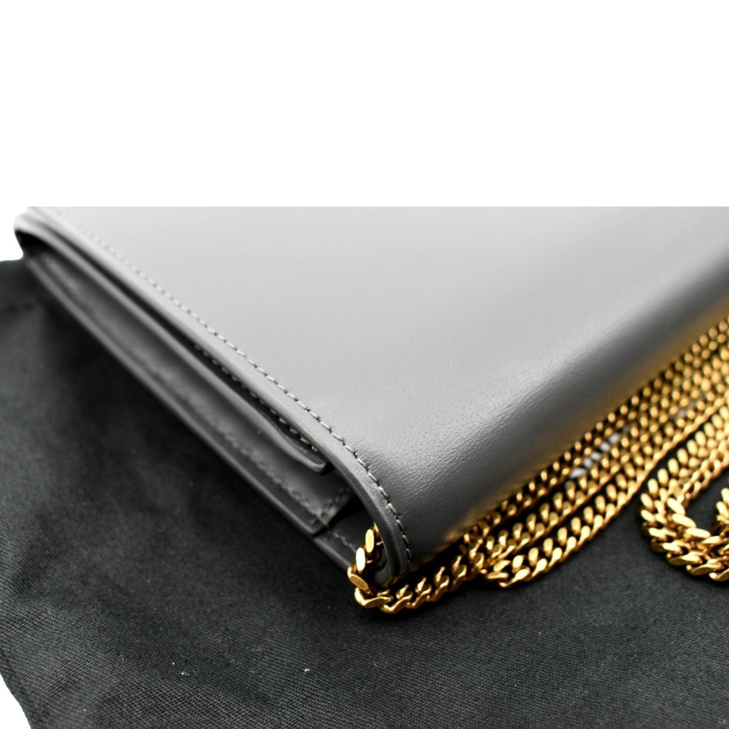 Yves Saint Laurent Flap Leather Shoulder Bag Light Gray- sold