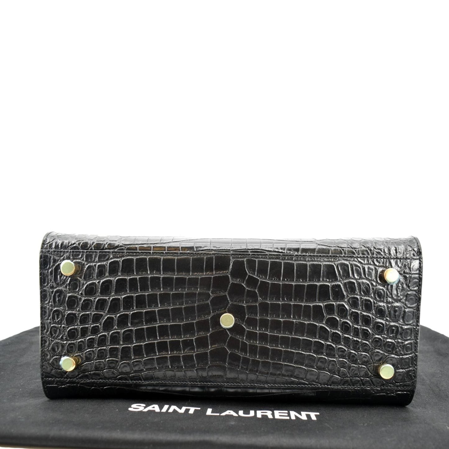 YVES SAINT LAURENT Sac de Jour Crocodile-Embossed Satchel Bag Black