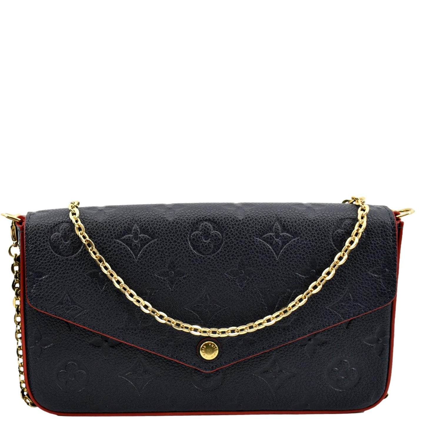 LOUIS VUITTON Felicie Monogram Empreinte Pochette Crossbody Bag Marine Rouge