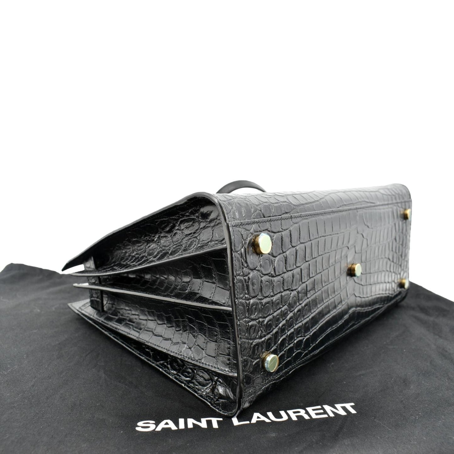 YVES SAINT LAURENT Sac de Jour Crocodile-Embossed Satchel Bag Black