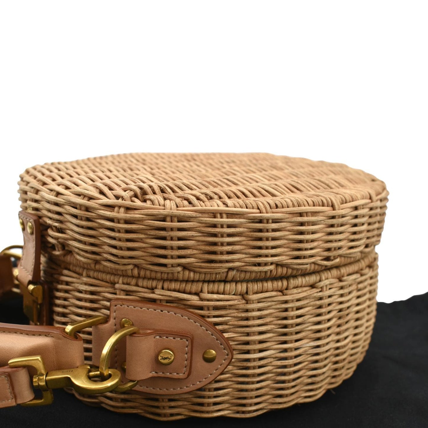 YVES SAINT LAURENT Mica Wicker Leather Crossbody Bag Beige