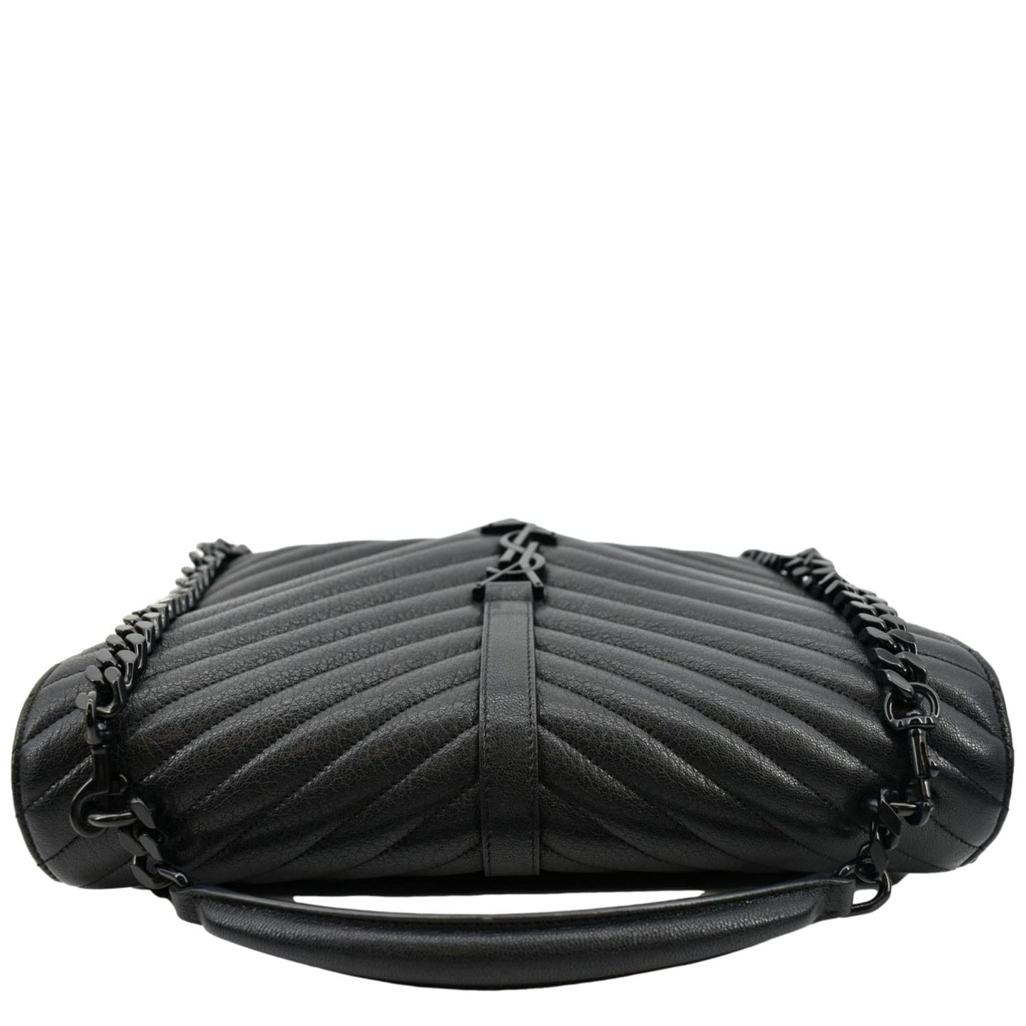 YVES SAINT LAURENT College Large Lambskin Leather Shoulder Chain Bag Black