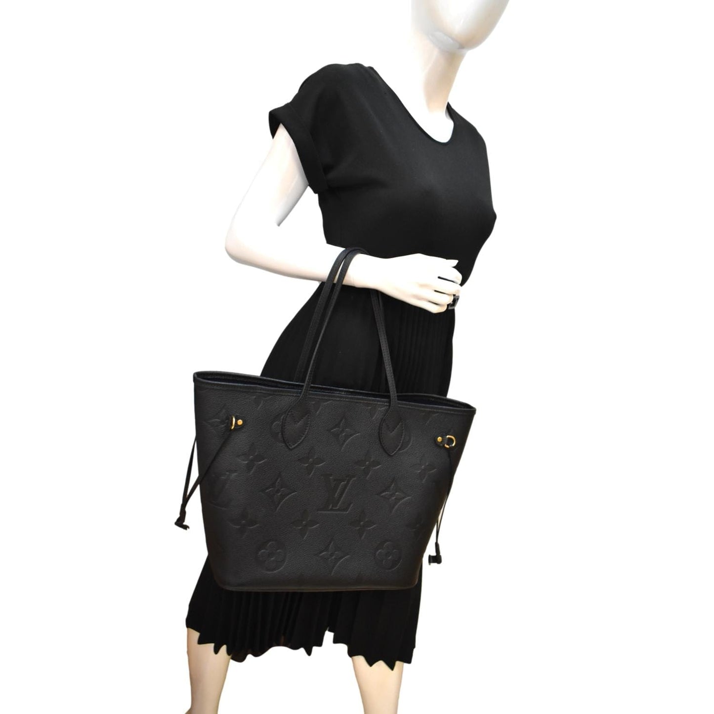 LOUIS VUITTON Neverfull MM Monogram Empreinte Tote Bag Black