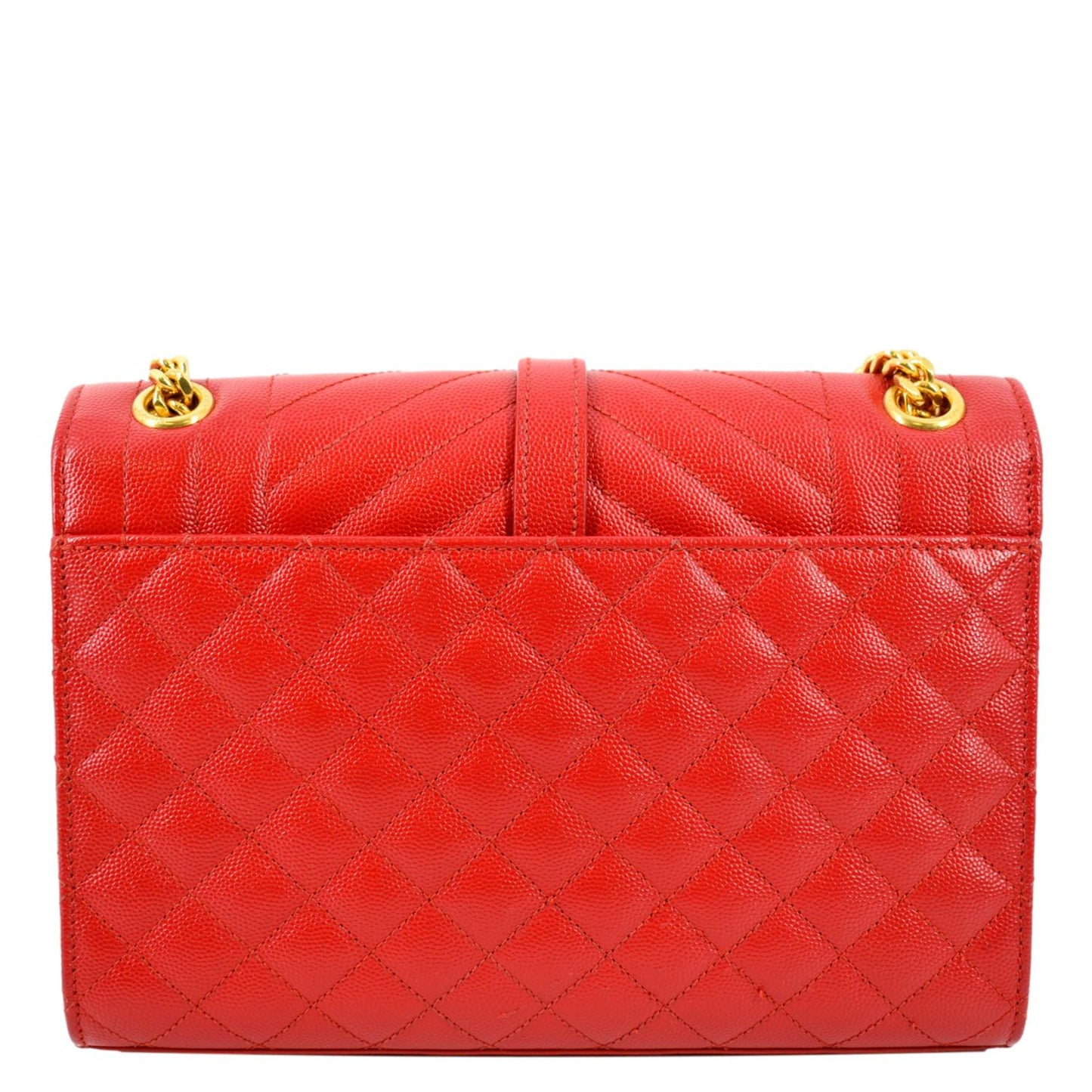 YVES SAINT LAURENT Envelope Flap Matelasse Leather Shoulder Bag Red