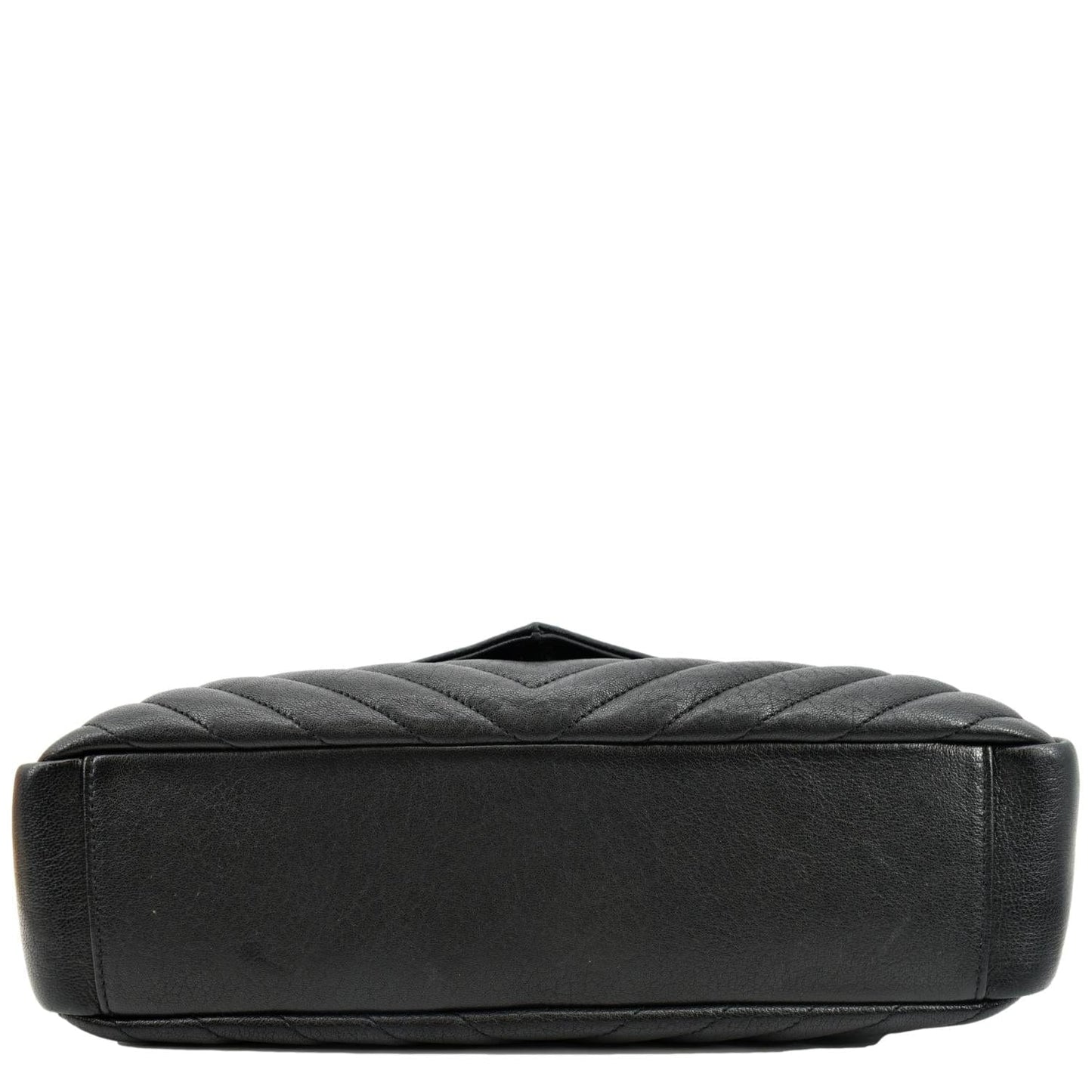 YVES SAINT LAURENT College Large Lambskin Leather Shoulder Chain Bag Black