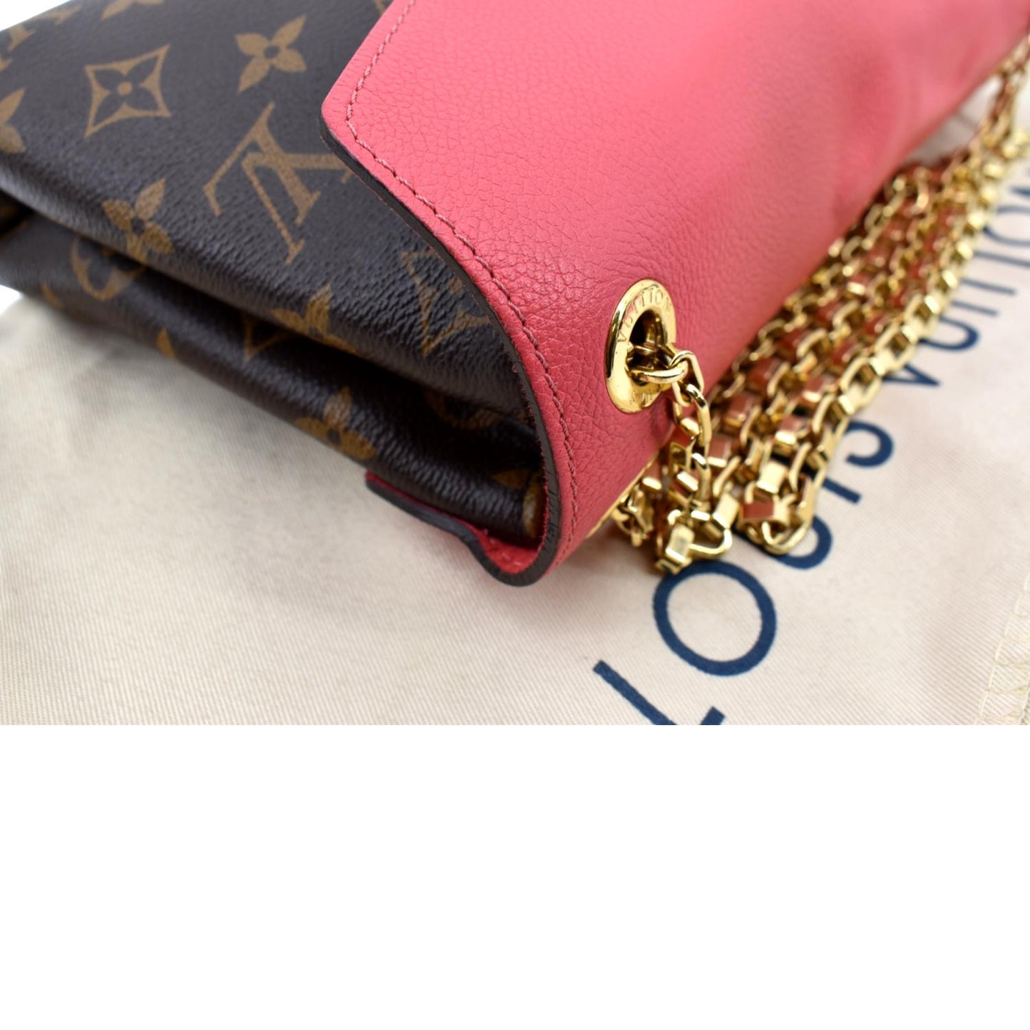 LOUIS VUITTON Pallas Chain Monogram Canvas Crossbody Bag Brown