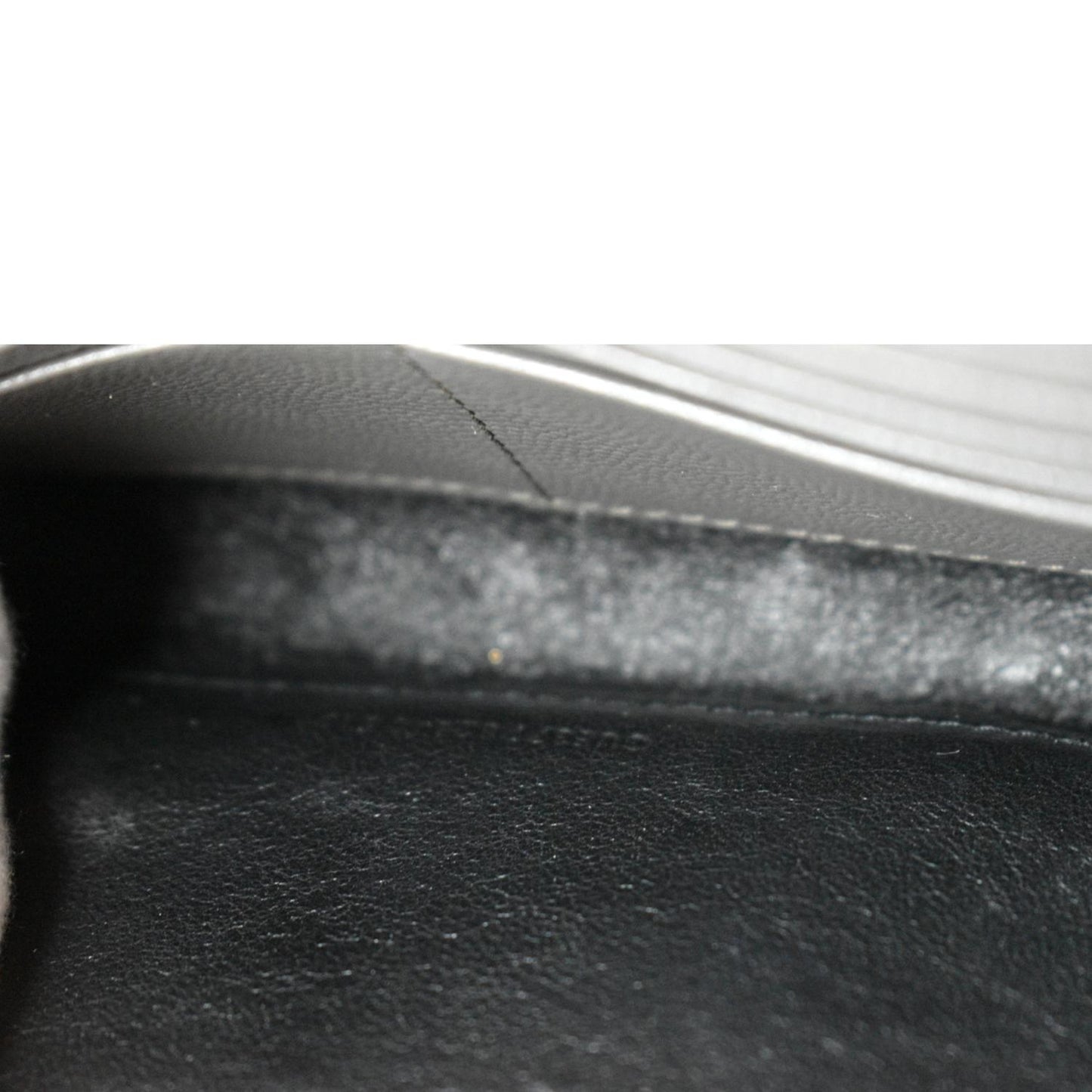 YVES SAINT LAURENT Cassandre Leather Chain Wallet Grey