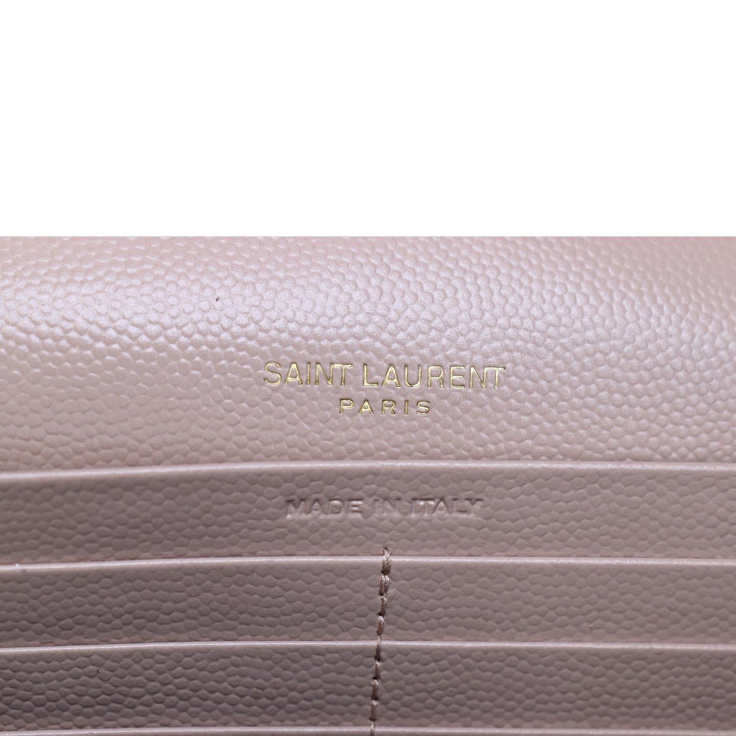 YVES SAINT LAURENT Matelasse Chevron Leather Envelope Chain Wallet Pink